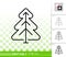 Cristmas tree pine simple black line vector icon