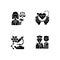 Critical services black glyph icons set on white space