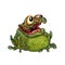 Croaking goggle-eyed toad. Illustration on white background