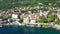 Croatia, Adriatic coast, beautiful old town of Lovran. historic center and coastline aerial