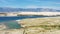 Croatia, Adriatic island of Pag, panoramic view of old agriculture fields and beautiful stone walls