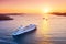 Croatia. Aerial view at the cruise ship during sunset. Adventure and travel.  Landscape with cruise liner on Adriatic sea. Luxury