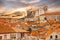 Croatia. Ancient town Dubrovnik sunset panoramic view