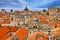 Croatia Ancient town Dubrovnik sunset panoramic view.