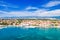 Croatia, beautiful Adriatic coastline, town of Novalja and marina on the island of Pag