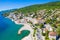 Croatia, beautiful Opatija riviera on Kvarner, aerial view of popular beach Slatina