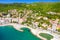 Croatia, beautiful Opatija riviera on Kvarner, aerial view of popular beach Slatina