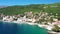 Croatia, beautiful Opatija riviera on Kvarner, aerial view of popular beach Slatina