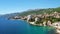 Croatia, beautiful Opatija riviera on Kvarner, aerial view of popular beach Slatina