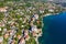 Croatia, beautiful town of Lovran, panoramic view of seascape