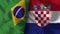 Croatia and Brazil Realistic Flag â€“ Fabric Texture Illustration