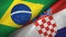 Croatia and Brazil two flags textile cloth fabric texture