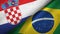 Croatia and Brazil two flags textile cloth, fabric texture