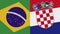 Croatia and Brazil Two Half Flags Together