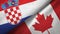 Croatia and Canada two flags textile cloth, fabric texture