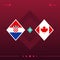 Croatia, canada world football 2022 match versus on red background. vector illustration