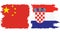 Croatia and China grunge flags connection vector