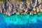 Croatia. Coast as a background from top view. Turquoise water background from top view. Summer seascape from air.