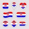 Croatia flag stickers set. Croatian national symbols badges. Isolated geometric icons. . Vector official flags