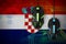 Croatia flag and two mice with backlight. Online cooperative games. Cyber sport team