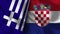 Croatia and Greece Realistic Flag â€“ Fabric Texture Illustration