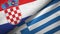 Croatia and Greece two flags textile cloth, fabric texture