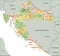 Croatia - Highly detailed editable political map with labeling.