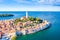 Croatia, Istria, beautiful old town of Rovinj on Adriatic sea coastline