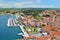 Croatia, Istria, Rovinj, Panoramic view of Rovinj and the peninsula