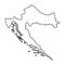 Croatia map of black contour curves illustration