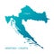 Croatia map highly detailed blue vector