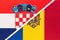 Croatia and Moldova, symbol of country. Croatian vs Moldovan national flags