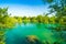 Croatia, Mreznica river, green water landscape