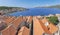 Croatia - The old town of Korcula from the church tower with the born house of Marco Polo in the middle