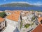 Croatia - The old town of Korcula from the church tower with the born house of Marco Polo in the middle
