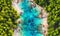 Croatia. Panoramic coast as a background from top view. Turquoise water background from top view. Summer seascape from air.