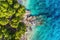 Croatia. Panoramic coast as a background from top view. Turquoise water background from top view. Summer seascape from air.