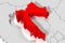 Croatia - political map, red country shape, borders