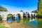 Croatia, river Dobra and old stone bridge in Novigrad