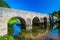 Croatia, river Dobra and old stone bridge in Novigrad