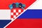 Croatia and Russia, symbol of country. Croatian vs Russian national flags