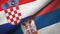 Croatia and Serbia two flags textile cloth, fabric texture