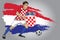 Croatia soccer player with flag as a background