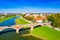 Croatia, town of Sisak, aerial view from drone of the old town center