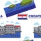 Croatia travel destination seamless pattern architecture nature and flag