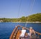 Croatia, two girls enjoy the view of Solta island from the prow