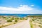 Croatia, village of Simuni on the island of Pag, panoramic view of beautiful Adriatic seascape