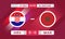 Croatia vs Morocco Match Design Element. Flags Icons with transparency isolated on red background. Football Championship