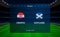 Croatia vs Scotland football scoreboard. Broadcast graphic socce
