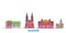 Croatia, Zagreb line cityscape, flat vector. Travel city landmark, oultine illustration, line world icons